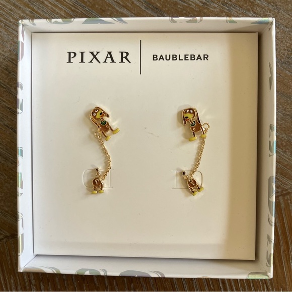 NIB BaubleBar Pixar Disney Toy Story Slinky‎ Dog Double Piercing Chain Earrings - Picture 2 of 5